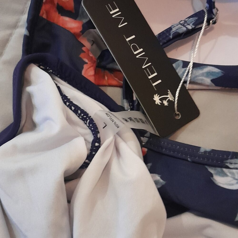 Tempt Me Womens Two-Piece Bikini High Waist Blue L - Picture 4 of 5